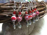 Red Ladybug Stitch Markers , Stitch Markers - Jill's Beaded Knit Bits, Jill's Beaded Knit Bits
 - 8