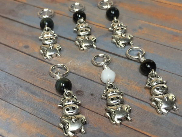 6 Snag Free Cow Stitch Markers , Stitch Markers - Jill's Beaded Knit Bits, Jill's Beaded Knit Bits
 - 1
