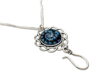 Blue Fractal Portuguese Knitting Necklace, Adjustable