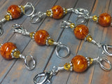 Knit AND Crochet Stitch Marker Set- Burnt Amber , Stitch Markers - Jill's Beaded Knit Bits, Jill's Beaded Knit Bits
 - 6