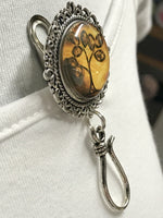 MAGNETIC Amber Tree of Life  Portuguese Knitting Pin- ID Badge Holder