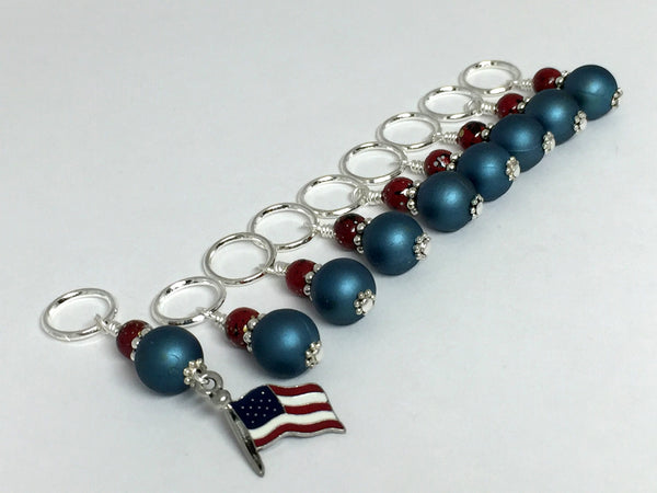 American Flag Stitch Marker Set- Snag Free , Stitch Markers - Jill's Beaded Knit Bits, Jill's Beaded Knit Bits
 - 1