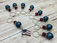 American Flag Stitch Marker Set- Snag Free , Stitch Markers - Jill's Beaded Knit Bits, Jill's Beaded Knit Bits
 - 8