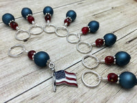 American Flag Stitch Marker Set- Snag Free , Stitch Markers - Jill's Beaded Knit Bits, Jill's Beaded Knit Bits
 - 7