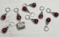 Antique Typewriter Stitch Marker Set-Red , Stitch Markers - Jill's Beaded Knit Bits, Jill's Beaded Knit Bits
 - 3