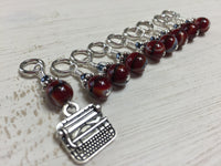 Antique Typewriter Stitch Marker Set-Red , Stitch Markers - Jill's Beaded Knit Bits, Jill's Beaded Knit Bits
 - 5