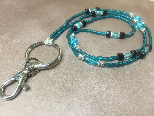 Aqua ID Badge Lanyard , Stitch Markers - Jill's Beaded Knit Bits, Jill's Beaded Knit Bits
 - 1