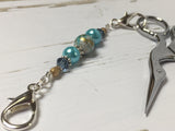 Aqua Blue Beaded Scissor Fob , accessories - Jill's Beaded Knit Bits, Jill's Beaded Knit Bits
 - 1