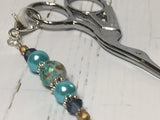 Aqua Blue Beaded Scissor Fob , accessories - Jill's Beaded Knit Bits, Jill's Beaded Knit Bits
 - 5