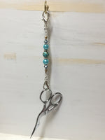 Aqua Blue Beaded Scissor Fob , accessories - Jill's Beaded Knit Bits, Jill's Beaded Knit Bits
 - 6