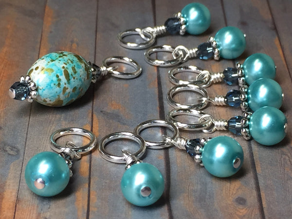 Blue Splash Stitch Marker Set , Stitch Markers - Jill's Beaded Knit Bits, Jill's Beaded Knit Bits
 - 1