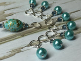 Blue Splash Stitch Marker Set , Stitch Markers - Jill's Beaded Knit Bits, Jill's Beaded Knit Bits
 - 5