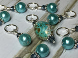 Blue Splash Stitch Marker Set , Stitch Markers - Jill's Beaded Knit Bits, Jill's Beaded Knit Bits
 - 6