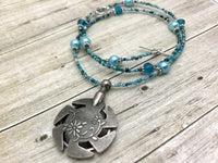 Aqua Blue Yarn Cutter Necklace