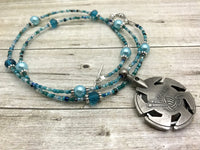 Aqua Blue Yarn Cutter Necklace