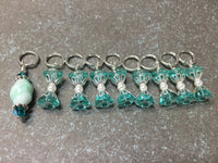 9 Piece Aqua Glass Stitch Marker Set- Snag Free Knitting Gift , Stitch Markers - Jill's Beaded Knit Bits, Jill's Beaded Knit Bits
 - 3