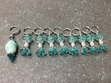 9 Piece Aqua Glass Stitch Marker Set- Snag Free Knitting Gift , Stitch Markers - Jill's Beaded Knit Bits, Jill's Beaded Knit Bits
 - 3