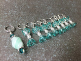 9 Piece Aqua Glass Stitch Marker Set- Snag Free Knitting Gift , Stitch Markers - Jill's Beaded Knit Bits, Jill's Beaded Knit Bits
 - 4