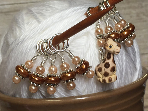 Hand Painted Baby Giraffe Stitch Marker Set , Stitch Markers - Jill's Beaded Knit Bits, Jill's Beaded Knit Bits
 - 1