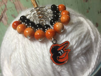 Baltimore Orioles Stitch Marker Set , Stitch Markers - Jill's Beaded Knit Bits, Jill's Beaded Knit Bits
 - 6