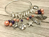 Beach Charms Stitch Marker Bracelet, Anti Tarnish Bangle