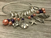 Beach Charms Stitch Marker Bracelet, Anti Tarnish Bangle