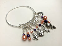 Beach Charms Stitch Marker Bracelet, Anti Tarnish Bangle