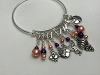 Beach Charms Stitch Marker Bracelet, Anti Tarnish Bangle