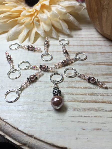 Beige & Peach Stitch Marker Set – Jill's Beaded Knit Bits