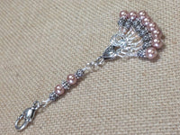 Beige Pearl Knitting Lanyard & Stitch Markers , Stitch Markers - Jill's Beaded Knit Bits, Jill's Beaded Knit Bits
 - 1