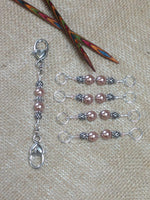 Beige Pearl Knitting Lanyard & Stitch Markers , Stitch Markers - Jill's Beaded Knit Bits, Jill's Beaded Knit Bits
 - 5