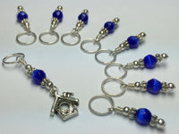 Blue Birdhouse Stitch Marker Set , Stitch Markers - Jill's Beaded Knit Bits, Jill's Beaded Knit Bits
 - 6