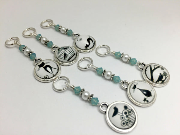 Cats and Birds Snag Free Stitch Marker Charms- Gift for Knitters , Stitch Markers - Jill's Beaded Knit Bits, Jill's Beaded Knit Bits
 - 1