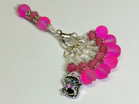 Hot Pink Cat Stitch Marker Charm Holder Set , Stitch Markers - Jill's Beaded Knit Bits, Jill's Beaded Knit Bits
 - 1