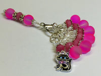 Hot Pink Cat Stitch Marker Charm Holder Set , Stitch Markers - Jill's Beaded Knit Bits, Jill's Beaded Knit Bits
 - 2