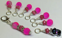 Hot Pink Cat Stitch Marker Charm Holder Set , Stitch Markers - Jill's Beaded Knit Bits, Jill's Beaded Knit Bits
 - 3