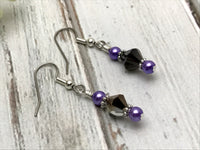 Black crystal & Purple Glass Pearl Earrings
