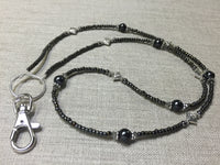 Black & Silver ID Badge Lanyard , Stitch Markers - Jill's Beaded Knit Bits, Jill's Beaded Knit Bits
 - 1