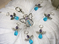 Angel Stitch Marker Holder with 6 Blue Angel Stitch Markers , Stitch Markers - Jill's Beaded Knit Bits, Jill's Beaded Knit Bits
 - 5