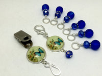 Cobalt Blue Butterfly Portuguese Knitting Pin & Stitch Marker Set , Portugese Knitting Pin - Jill's Beaded Knit Bits, Jill's Beaded Knit Bits
 - 4