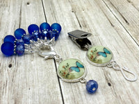 Cobalt Blue Butterfly Portuguese Knitting Pin & Stitch Marker Set , Portugese Knitting Pin - Jill's Beaded Knit Bits, Jill's Beaded Knit Bits
 - 3