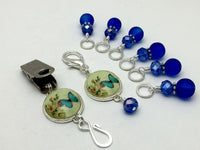 Cobalt Blue Butterfly Portuguese Knitting Pin & Stitch Marker Set , Portugese Knitting Pin - Jill's Beaded Knit Bits, Jill's Beaded Knit Bits
 - 2