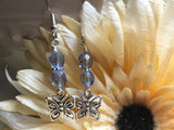 Blue Crystal Butterfly Dangle Earrings , jewelry - Jill's Beaded Knit Bits, Jill's Beaded Knit Bits
 - 2
