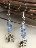 Blue Crystal Butterfly Dangle Earrings , jewelry - Jill's Beaded Knit Bits, Jill's Beaded Knit Bits
 - 5
