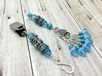 Blue Crystal Portuguese Knitting Pin & Stitch Marker Gift Set , Portugese Knitting Pin - Jill's Beaded Knit Bits, Jill's Beaded Knit Bits
 - 2