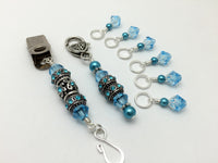 Blue Crystal Portuguese Knitting Pin & Stitch Marker Gift Set , Portugese Knitting Pin - Jill's Beaded Knit Bits, Jill's Beaded Knit Bits
 - 4