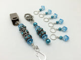 Blue Crystal Portuguese Knitting Pin & Stitch Marker Gift Set , Portugese Knitting Pin - Jill's Beaded Knit Bits, Jill's Beaded Knit Bits
 - 4