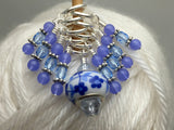 Blue Floral Knitting Stitch Marker Set , Stitch Markers - Jill's Beaded Knit Bits, Jill's Beaded Knit Bits
 - 5