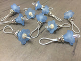 Blue Flowers Wire Loop Stitch Markers , Stitch Markers - Jill's Beaded Knit Bits, Jill's Beaded Knit Bits
 - 12