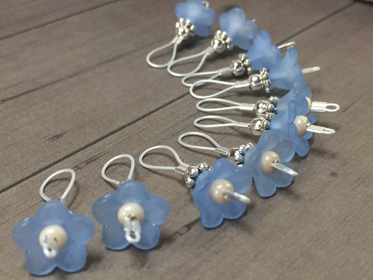 Blue Flowers Wire Loop Stitch Markers – Jill's Beaded Knit Bits